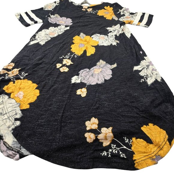 Maurices Floral Top Black & Yellow Strap V-Neck Striped Sleeves XS JH1832 - Picture 11 of 11